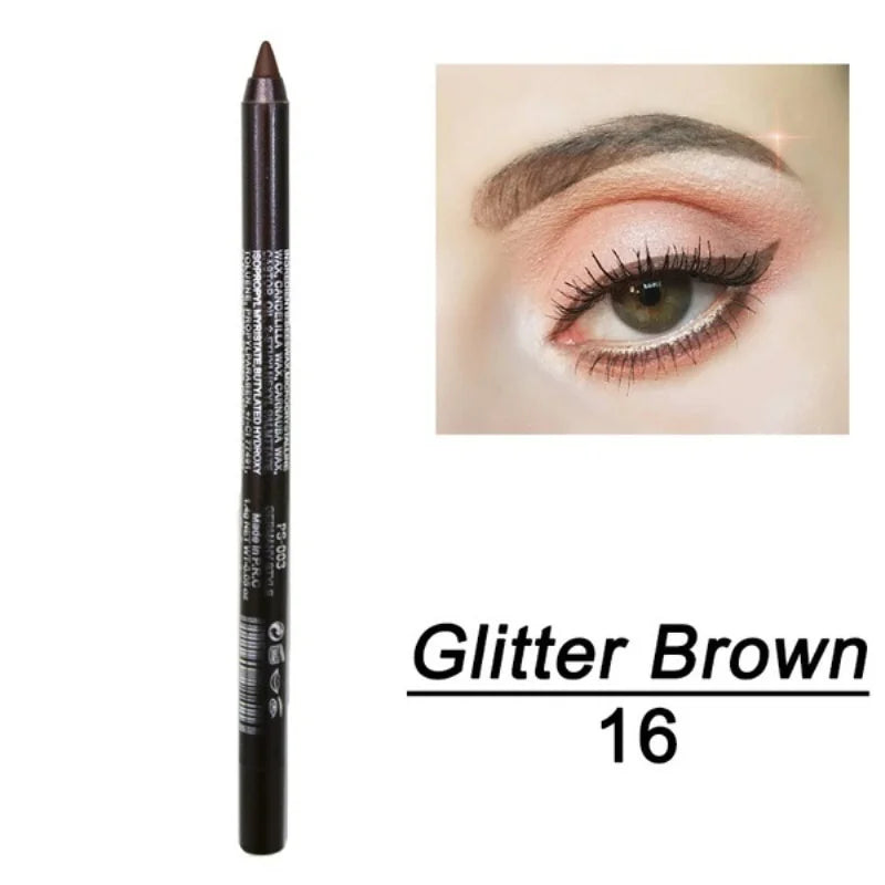 Crayon Eyeliner 14 Couleurs — Longue Tenue, Waterproof, Pigmentation Intense, Teintes Vert et Marron, Maquillage Mode pour Femmes