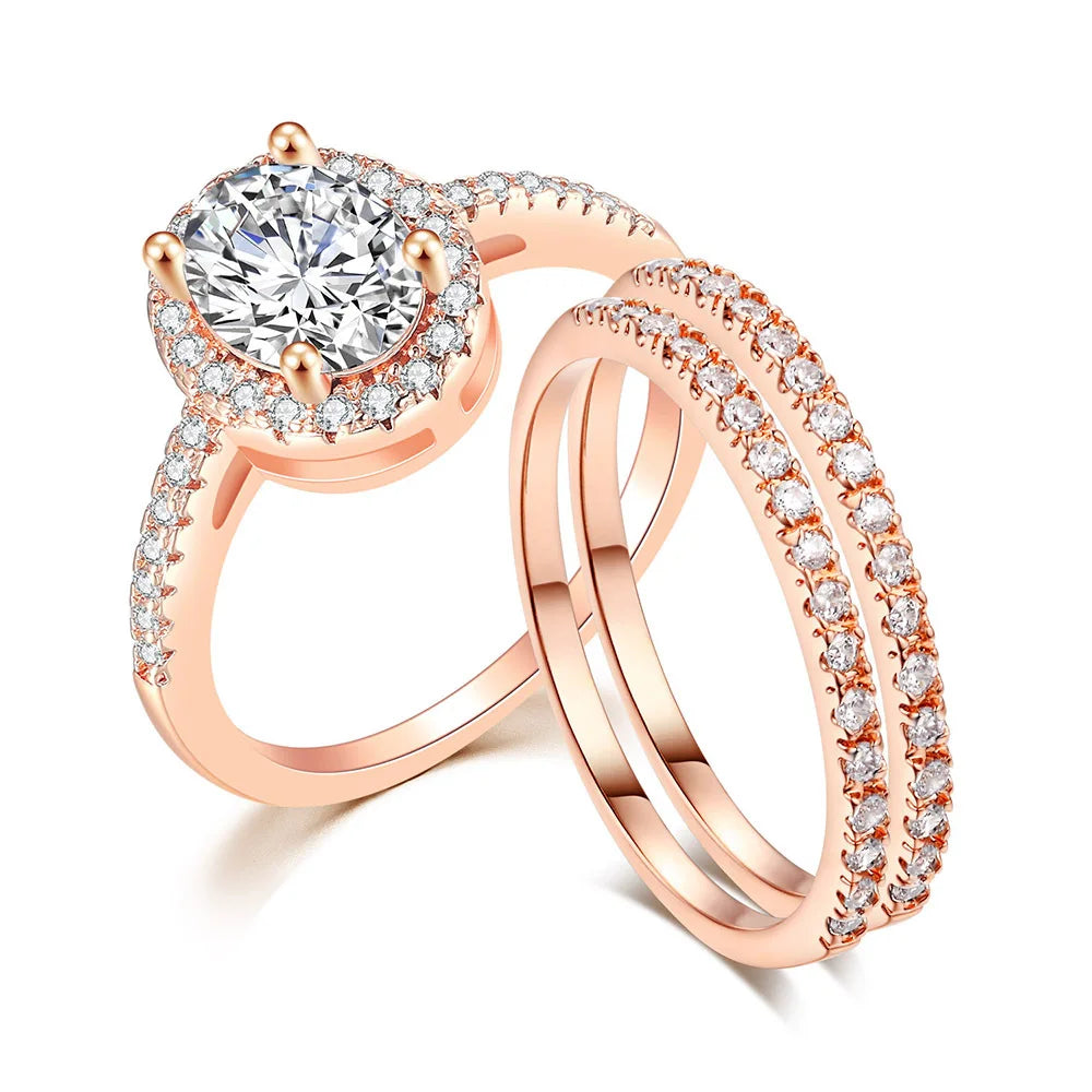 Wholesale Bulk Wedding Rings Couple Set Cubic Zircon Finger Ring Fine Fashion Jewelry