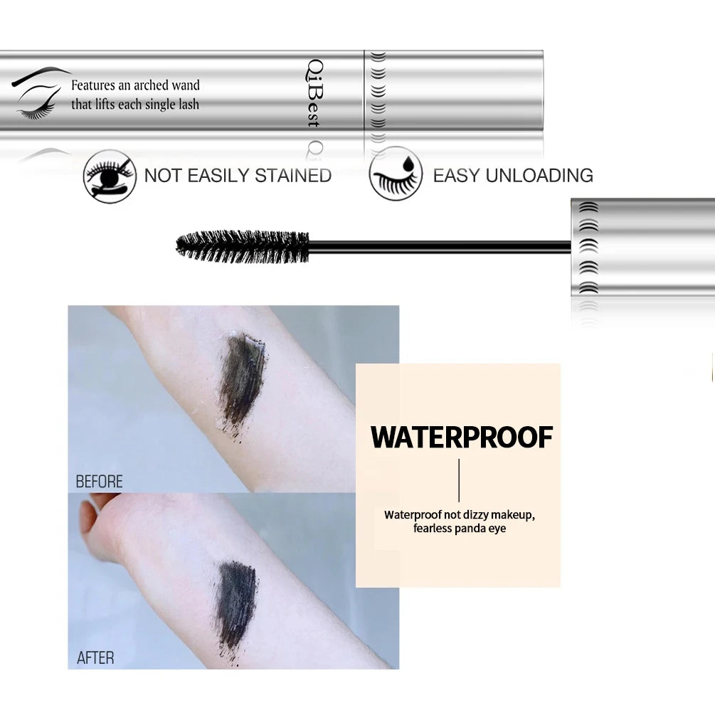 Mascara noir 2 pièces 4D recourbant cils volume waterproof longue tenue