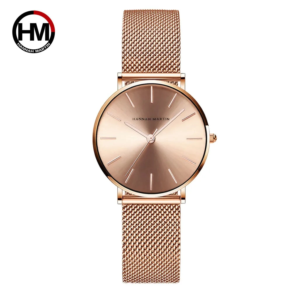 « Montre Femme – Quartz, Étanche, Doré Rose 36 mm »