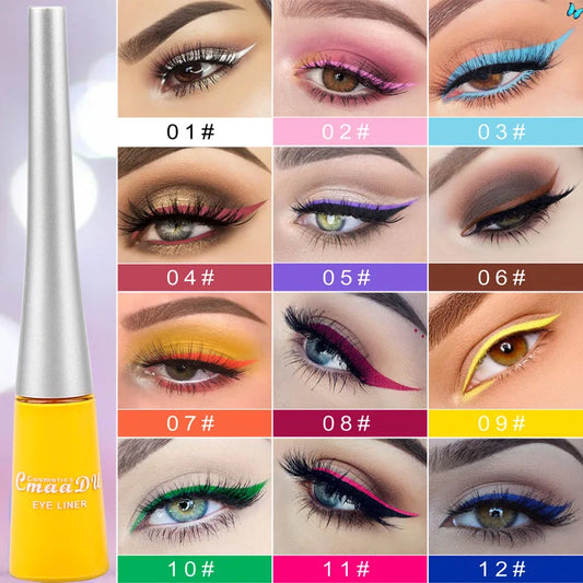 Eyeliner Liquide 17 Couleurs Neuf – Blanc, Or, Mat, Facile à Porter, Étanche, Maquillage des Yeux, Cosmétiques