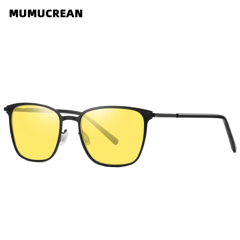 Nouvelles lunettes de soleil pour hommes – Monture carrée en métal | Verres polarisés | Lunettes de conduite avec vision nocturne