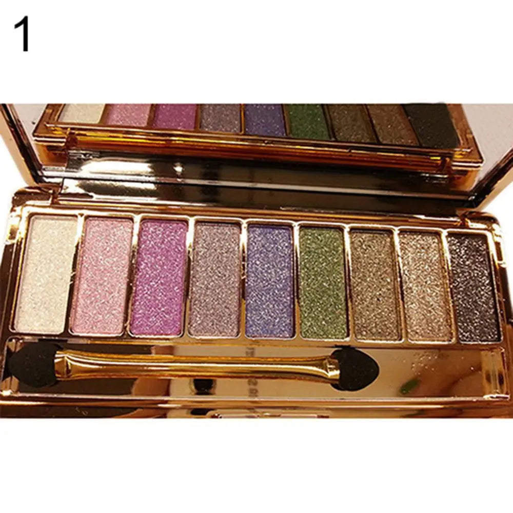 Palette fards à paupières 9 couleurs, mats et pailletés, tons nude, maquillage yeux femmes, vente en gros