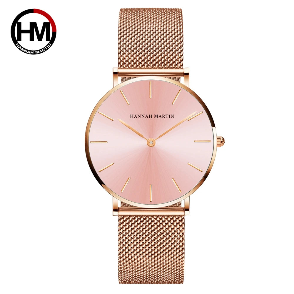 « Montre Femme – Quartz, Étanche, Doré Rose 36 mm »