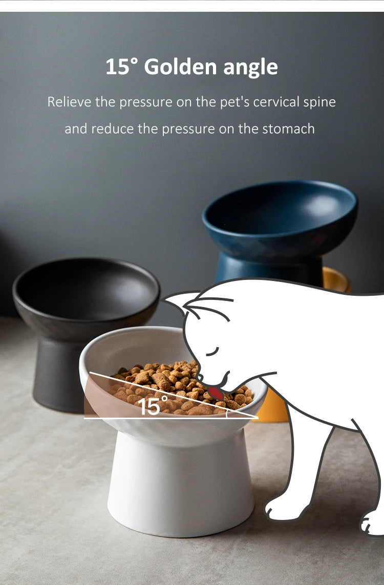 Nordic Ceramic Elevated Pet Bowl – Raised Food & Water Bowl for Cats & Dogs