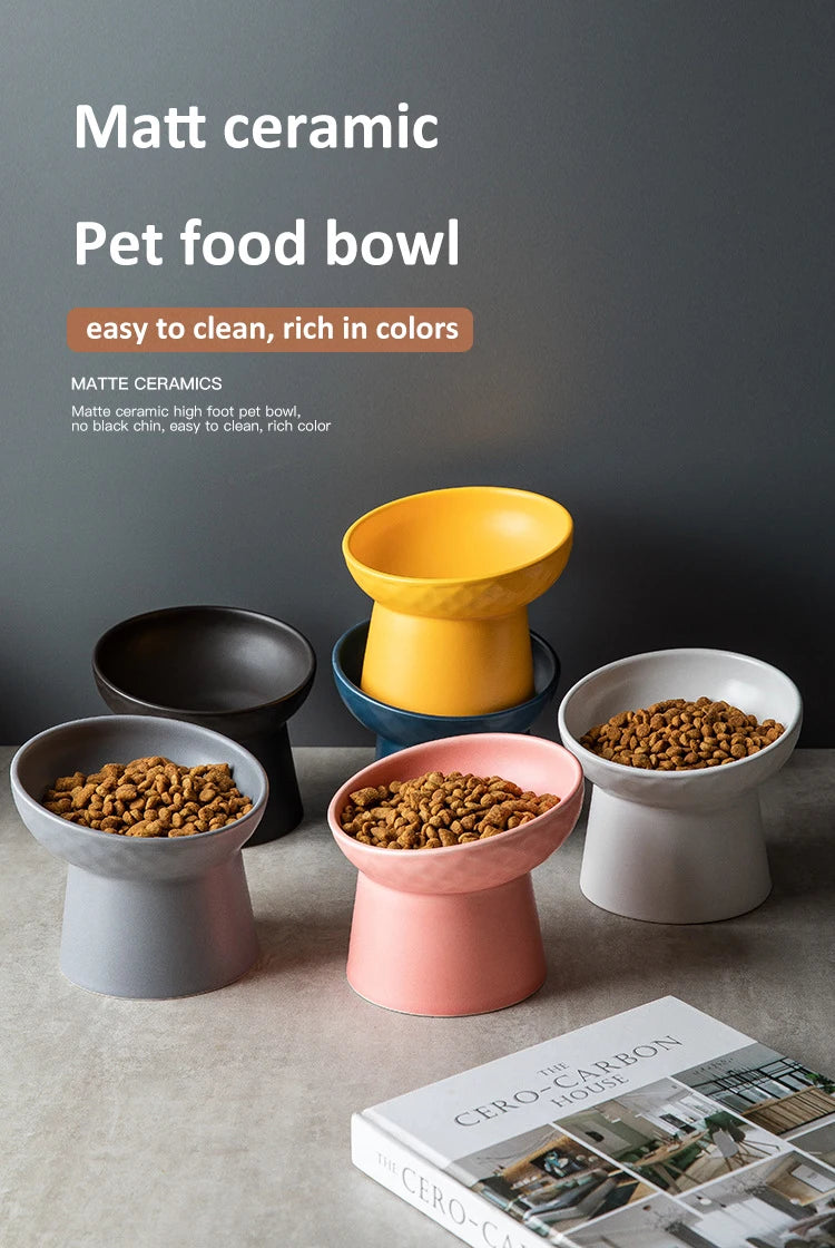 Nordic Ceramic Elevated Pet Bowl – Raised Food & Water Bowl for Cats & Dogs