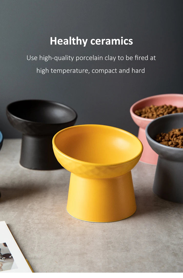 Nordic Ceramic Elevated Pet Bowl – Raised Food & Water Bowl for Cats & Dogs