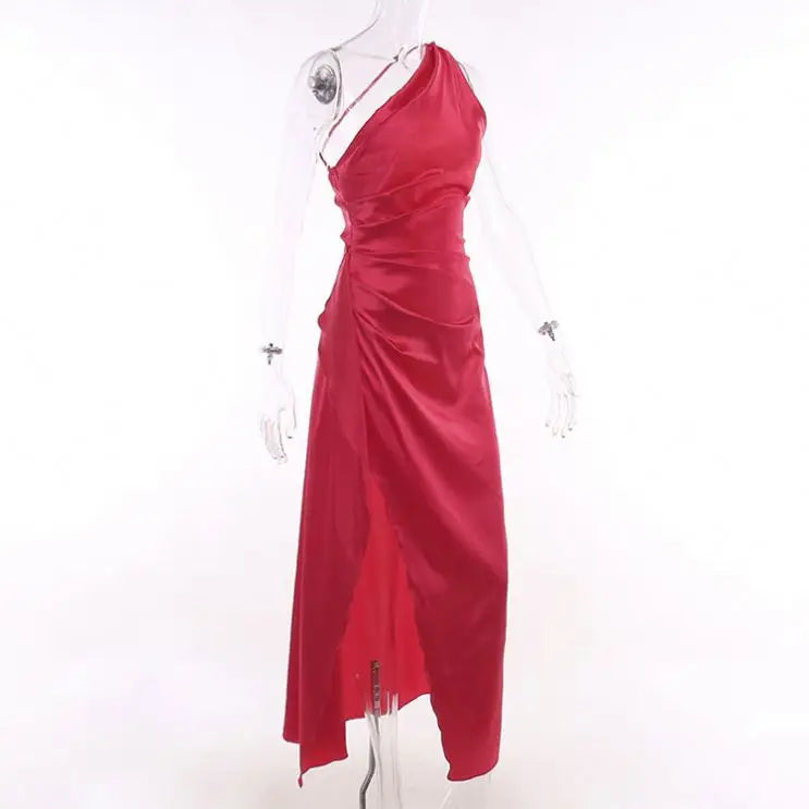 Robe Longue Satinée Femme – Style Moderne et Dos Nu