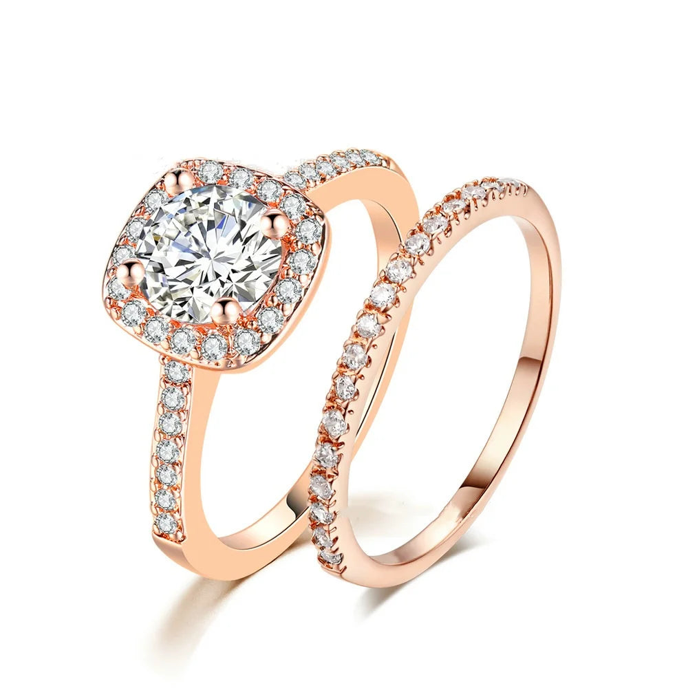 Wholesale Bulk Wedding Rings Couple Set Cubic Zircon Finger Ring Fine Fashion Jewelry