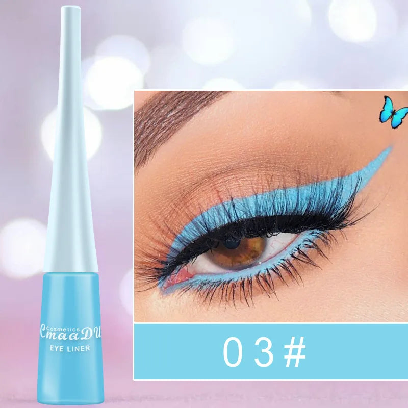 Eyeliner Liquide Néon 17 Couleurs – Crayon Yeux Étanche, Coloré Bleu Vert Jaune Blanc, Maquillage pour Femmes, Cosmétiques Yeux
