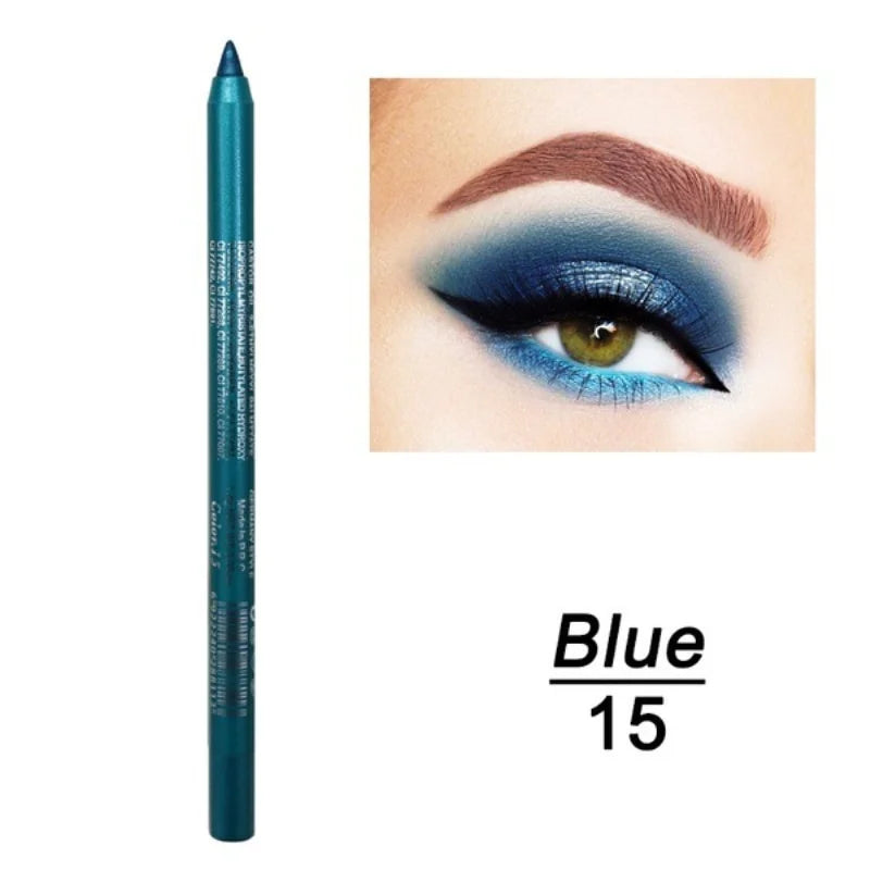 Crayon Eyeliner 14 Couleurs — Longue Tenue, Waterproof, Pigmentation Intense, Teintes Vert et Marron, Maquillage Mode pour Femmes