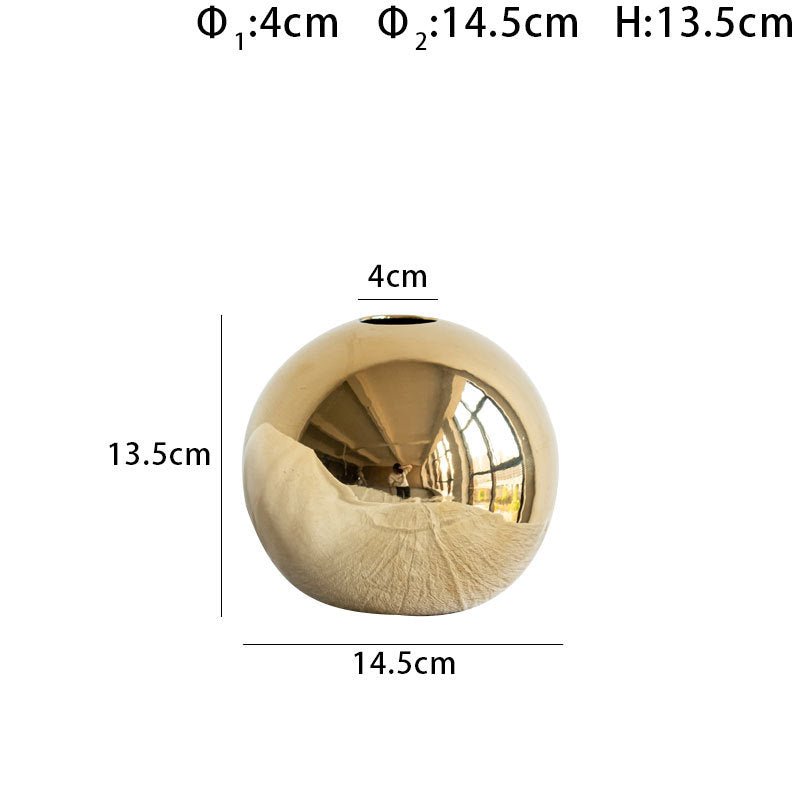 Luxury Gold Ceramic Ball Vase – Modern Decorative Flower Vase for Home Decor