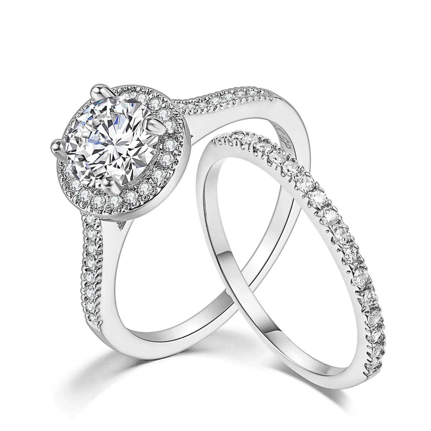 Wholesale Bulk Wedding Rings Couple Set Cubic Zircon Finger Ring Fine Fashion Jewelry