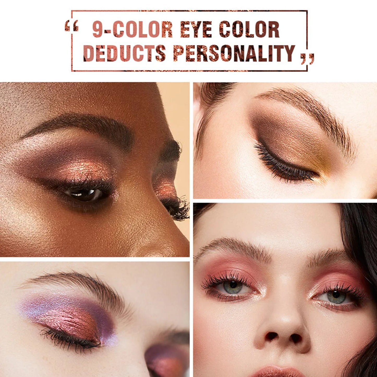 Palette fards à paupières 9 couleurs, mats et pailletés, tons nude, maquillage yeux, set cosmétique