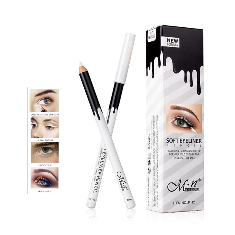 Crayon Eyeliner pour Femmes — longue tenue, waterproof, haute pigmentation, blanc, disponible en 1 à 10 pcs, maquillage des yeux