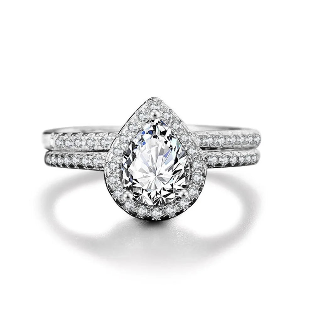 Wholesale Bulk Wedding Rings Couple Set Cubic Zircon Finger Ring Fine Fashion Jewelry