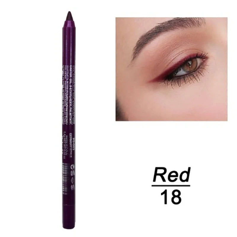 Crayon Eyeliner 14 Couleurs — Longue Tenue, Waterproof, Pigmentation Intense, Teintes Vert et Marron, Maquillage Mode pour Femmes