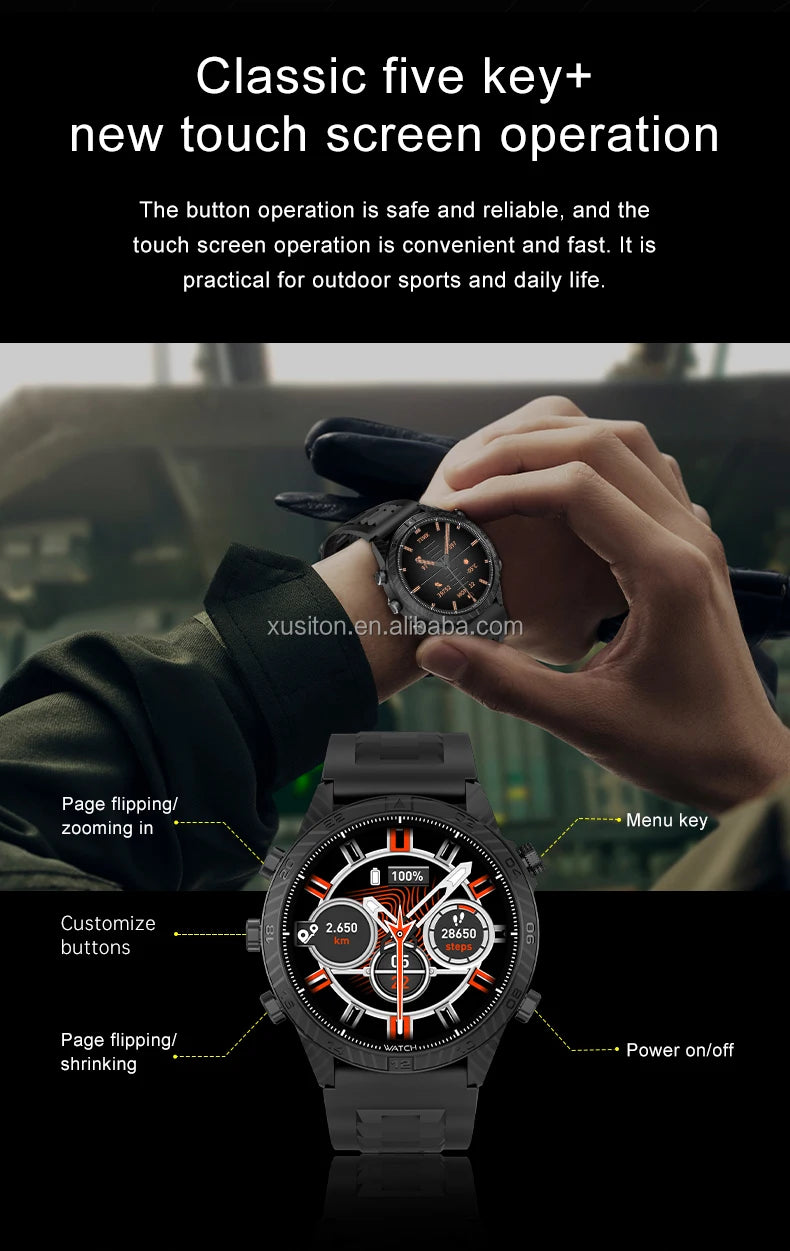 Montre Connectée JS MARQ 2025 Homme – Haute Qualité, Style Sport & Fashion, 100 Modes, Podomètre, Écran Rond HD 1,39", Appels Bluetooth, Contrôle Musique, Suivi Cardiaque – Compatible Android