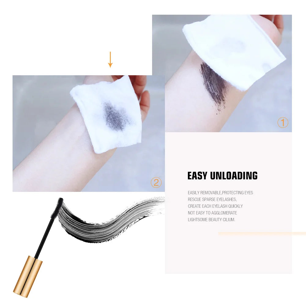 3D Mascara Noir Longueur & Volume — Brosse de précision pour cils effet extensions | Formule longue tenue, couleur dorée élégante | Maquillage des yeux professionnel, waterproof
