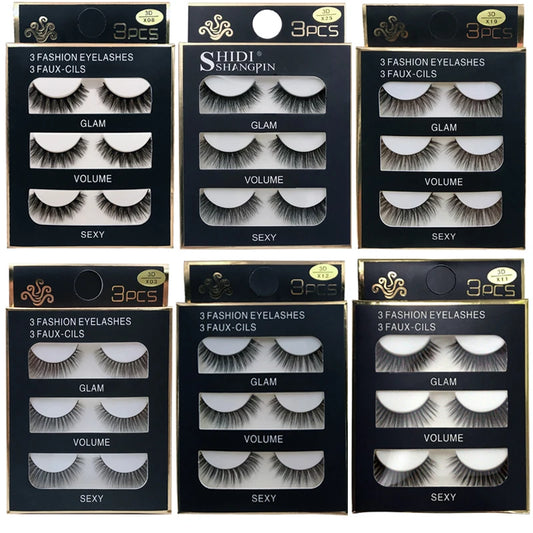 3 paires 29 styles – Cils 3D en vison synthétique, doux et épais, volumineux et légers – Cils faits main avec outils de maquillage pour les yeux