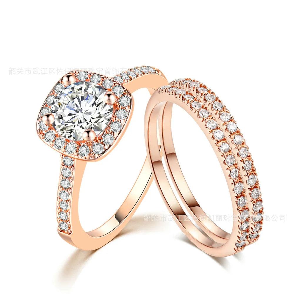 Wholesale Bulk Wedding Rings Couple Set Cubic Zircon Finger Ring Fine Fashion Jewelry