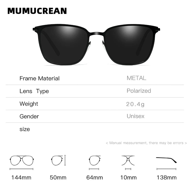 Nouvelles lunettes de soleil pour hommes – Monture carrée en métal | Verres polarisés | Lunettes de conduite avec vision nocturne