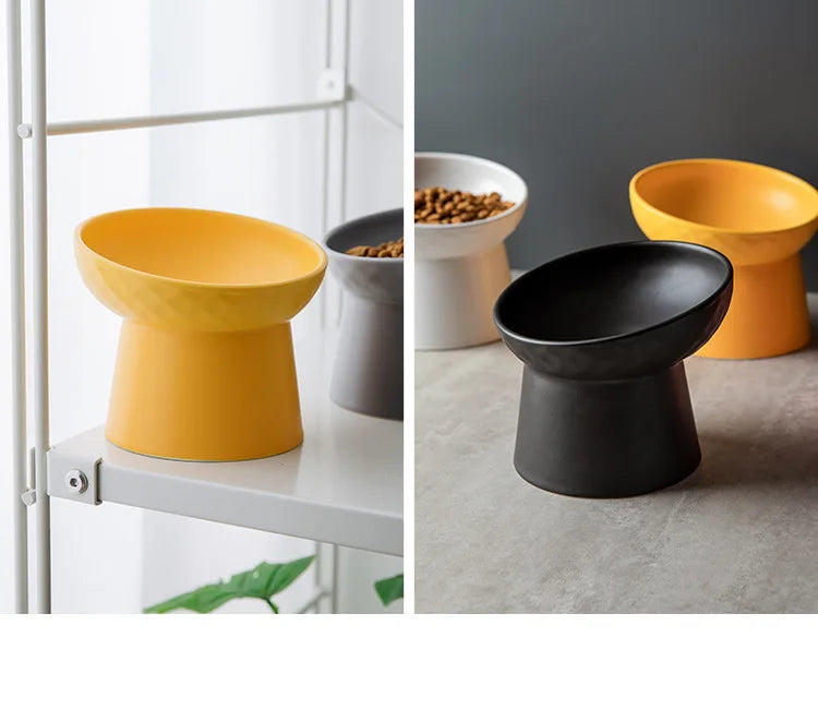 Nordic Ceramic Elevated Pet Bowl – Raised Food & Water Bowl for Cats & Dogs