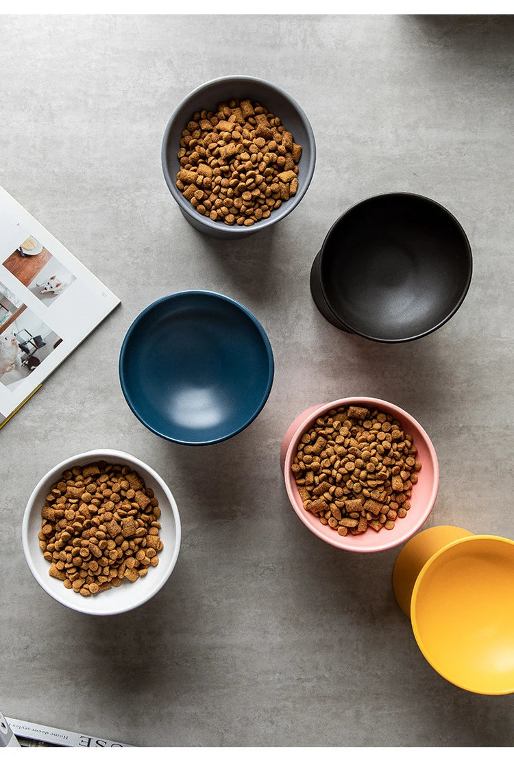Nordic Ceramic Elevated Pet Bowl – Raised Food & Water Bowl for Cats & Dogs
