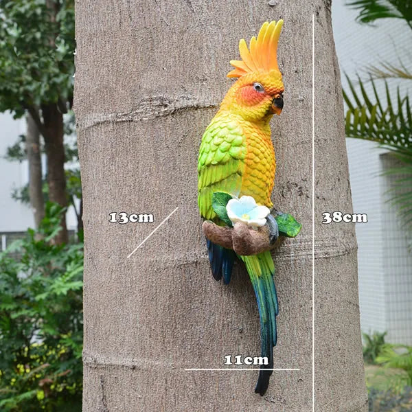 Resin Parrot Wall Sculpture – Decorative Garden & Home Ornament