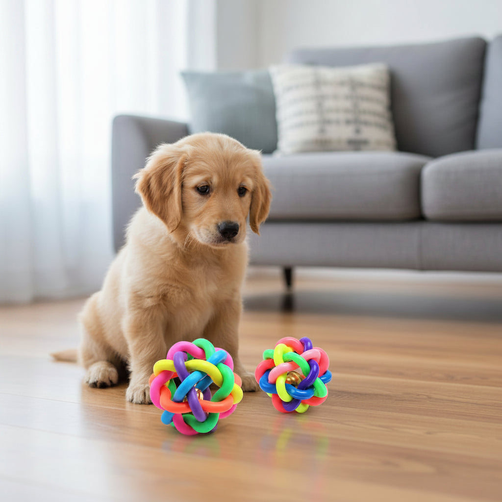 Squeaky Rubber Dog Ball Toy – Interactive Chew Toy for Small Dogs
