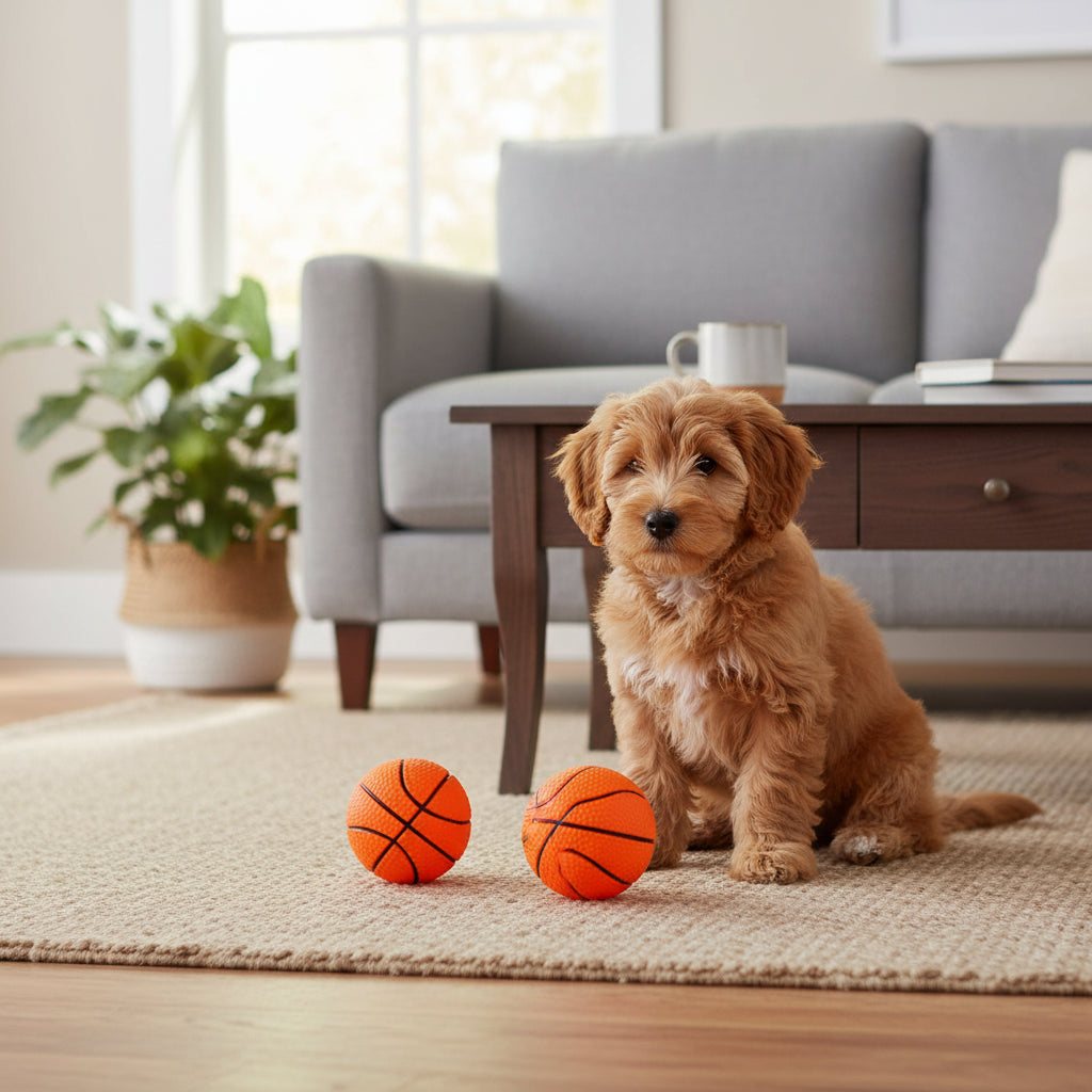 Squeaky Rubber Dog Ball Toy – Interactive Chew Toy for Small Dogs