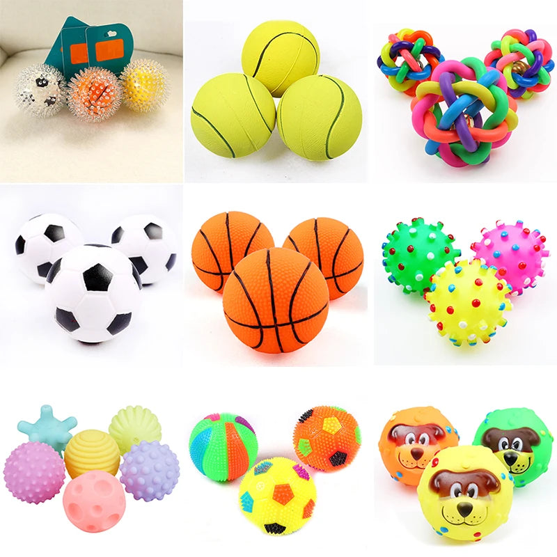 Squeaky Rubber Dog Ball Toy – Interactive Chew Toy for Small Dogs