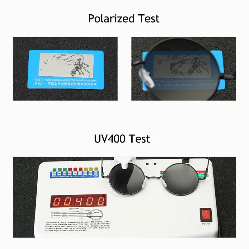 Lunettes de soleil rondes rétro vintage polarisées – Pour hommes et femmes | Monture en métal alliage de marque designer | Verres noirs avec protection UV400 | Idéales pour la conduite