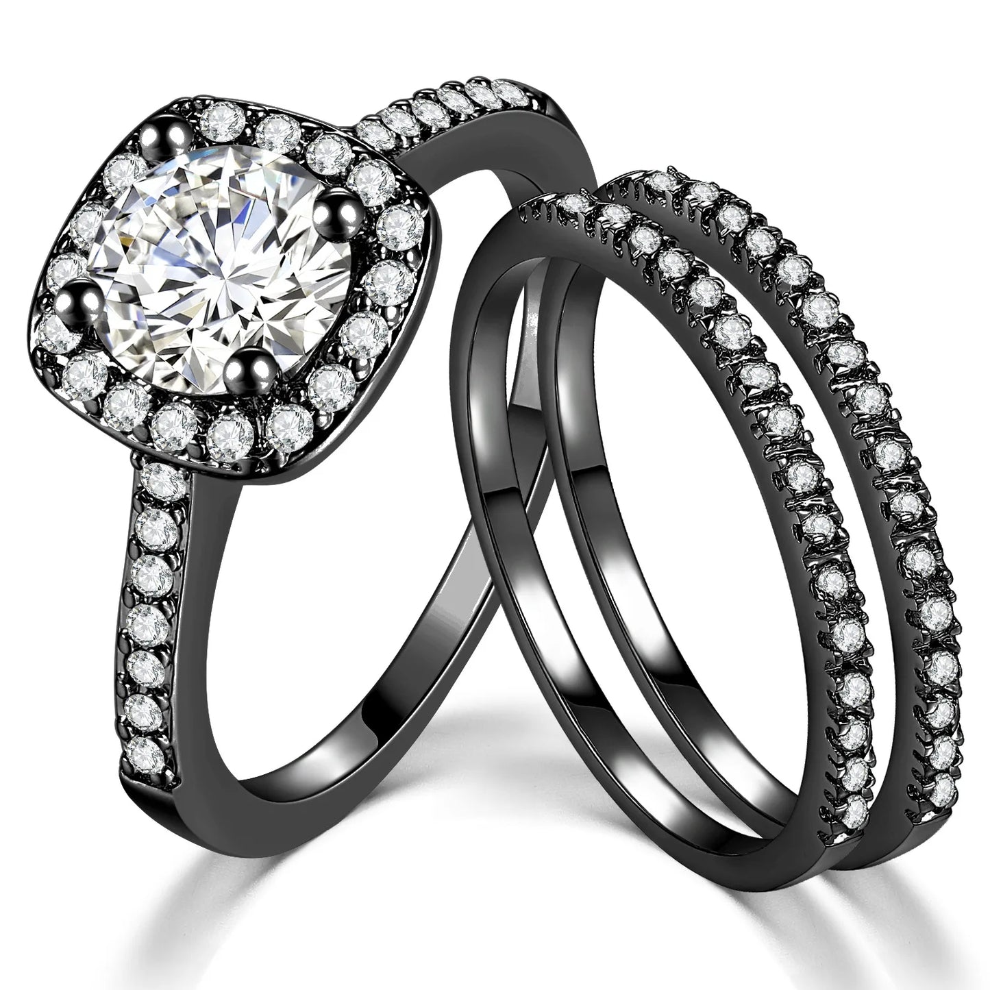 Wholesale Bulk Wedding Rings Couple Set Cubic Zircon Finger Ring Fine Fashion Jewelry