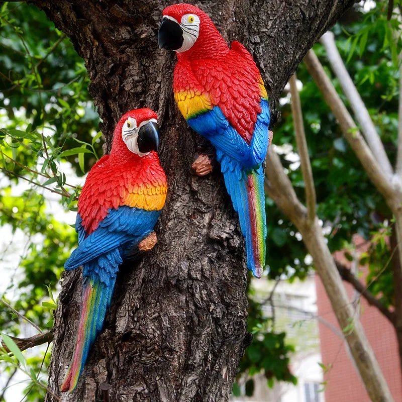 Resin Parrot Wall Sculpture – Decorative Garden & Home Ornament