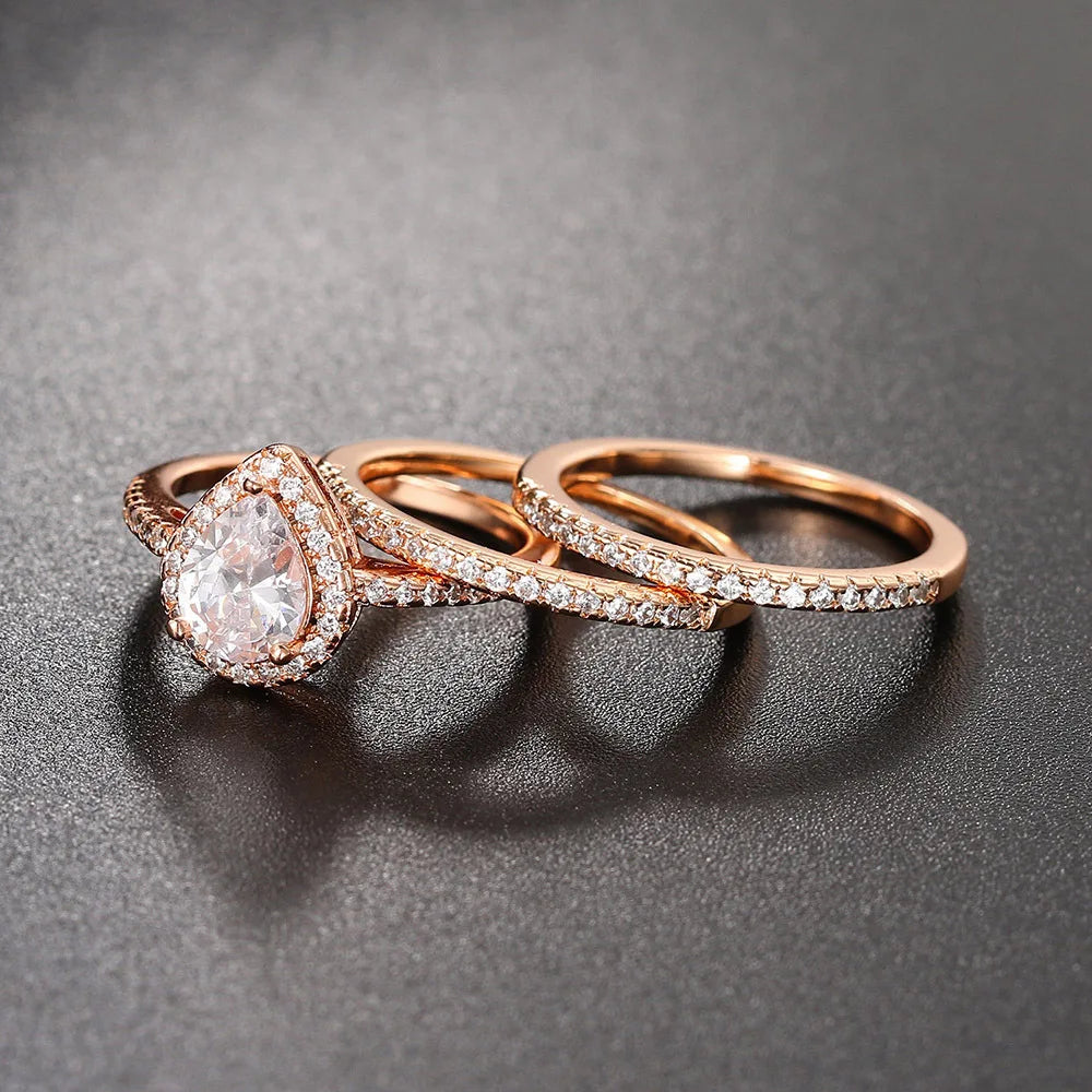 Wholesale Bulk Wedding Rings Couple Set Cubic Zircon Finger Ring Fine Fashion Jewelry