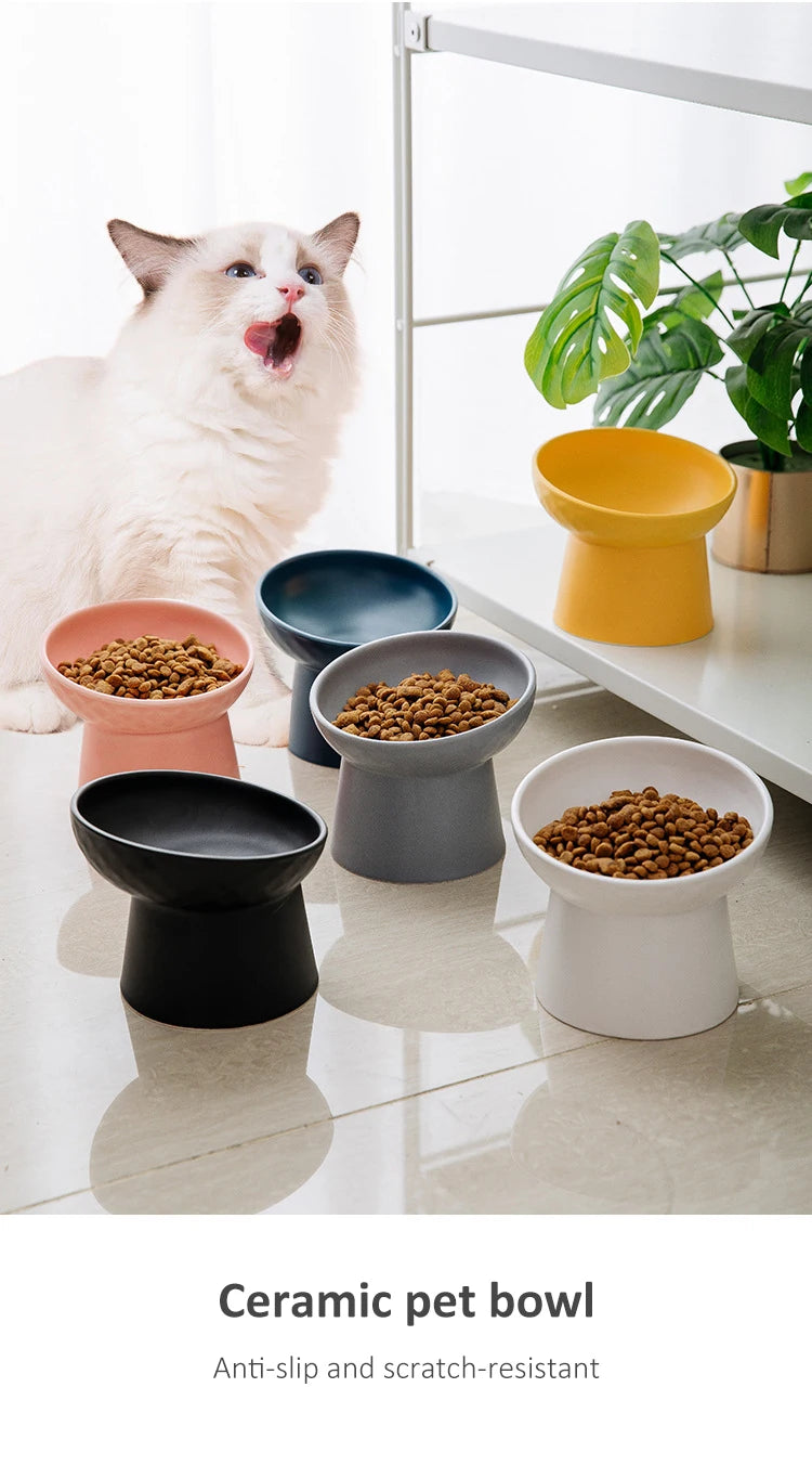 Nordic Ceramic Elevated Pet Bowl – Raised Food & Water Bowl for Cats & Dogs