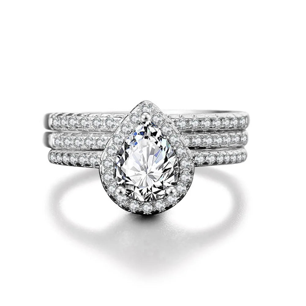 Wholesale Bulk Wedding Rings Couple Set Cubic Zircon Finger Ring Fine Fashion Jewelry