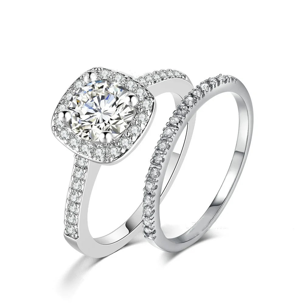 Wholesale Bulk Wedding Rings Couple Set Cubic Zircon Finger Ring Fine Fashion Jewelry