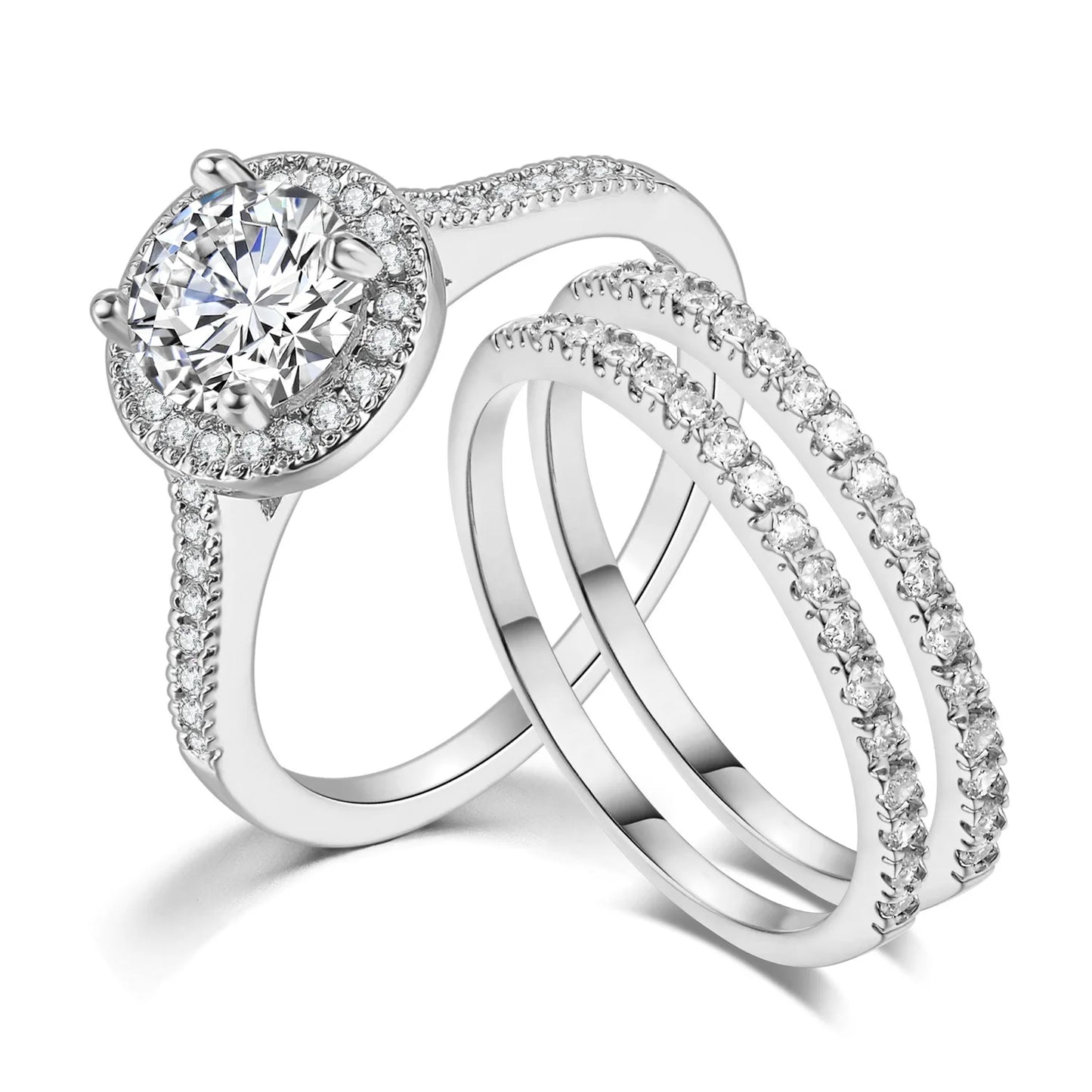 Wholesale Bulk Wedding Rings Couple Set Cubic Zircon Finger Ring Fine Fashion Jewelry