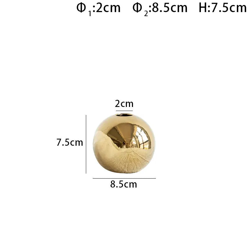 Luxury Gold Ceramic Ball Vase – Modern Decorative Flower Vase for Home Decor