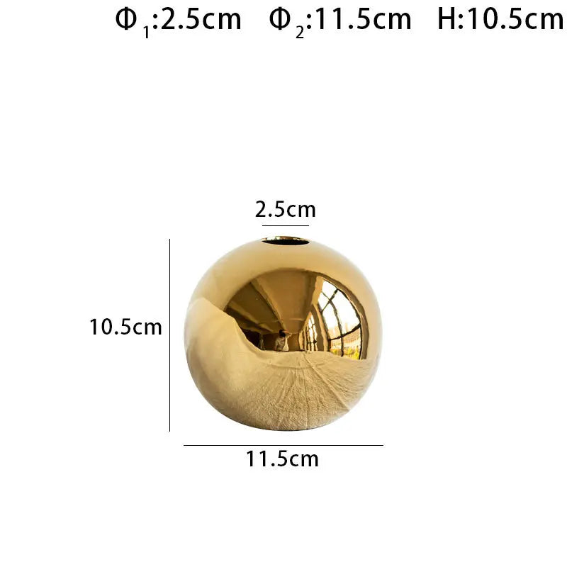 Luxury Gold Ceramic Ball Vase – Modern Decorative Flower Vase for Home Decor