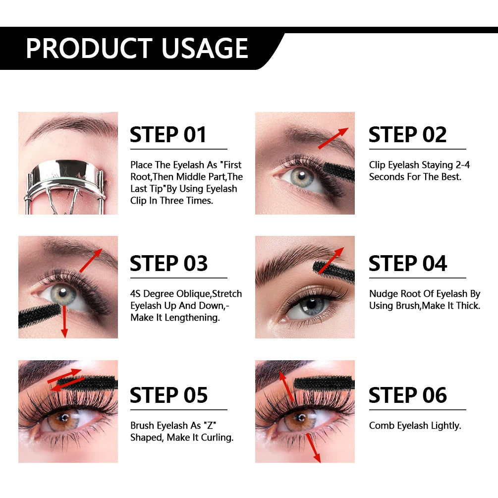 Mascara  noir 4D volume waterproof extensions cils allongeant liquide maquillage yeux