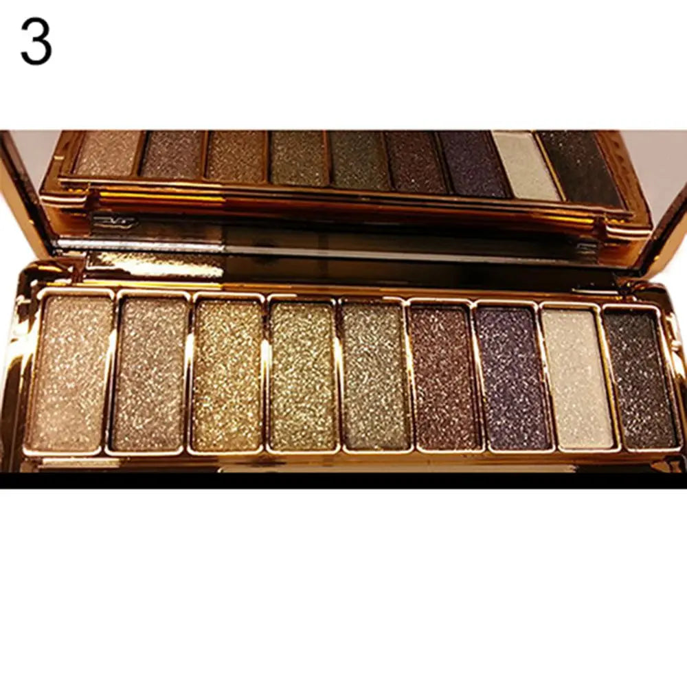 Palette fards à paupières 9 couleurs, mats et pailletés, tons nude, maquillage yeux femmes, vente en gros