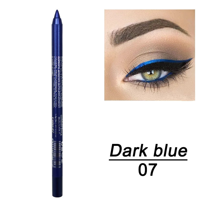 Crayon Eyeliner 14 Couleurs — Longue Tenue, Waterproof, Pigmentation Intense, Teintes Vert et Marron, Maquillage Mode pour Femmes