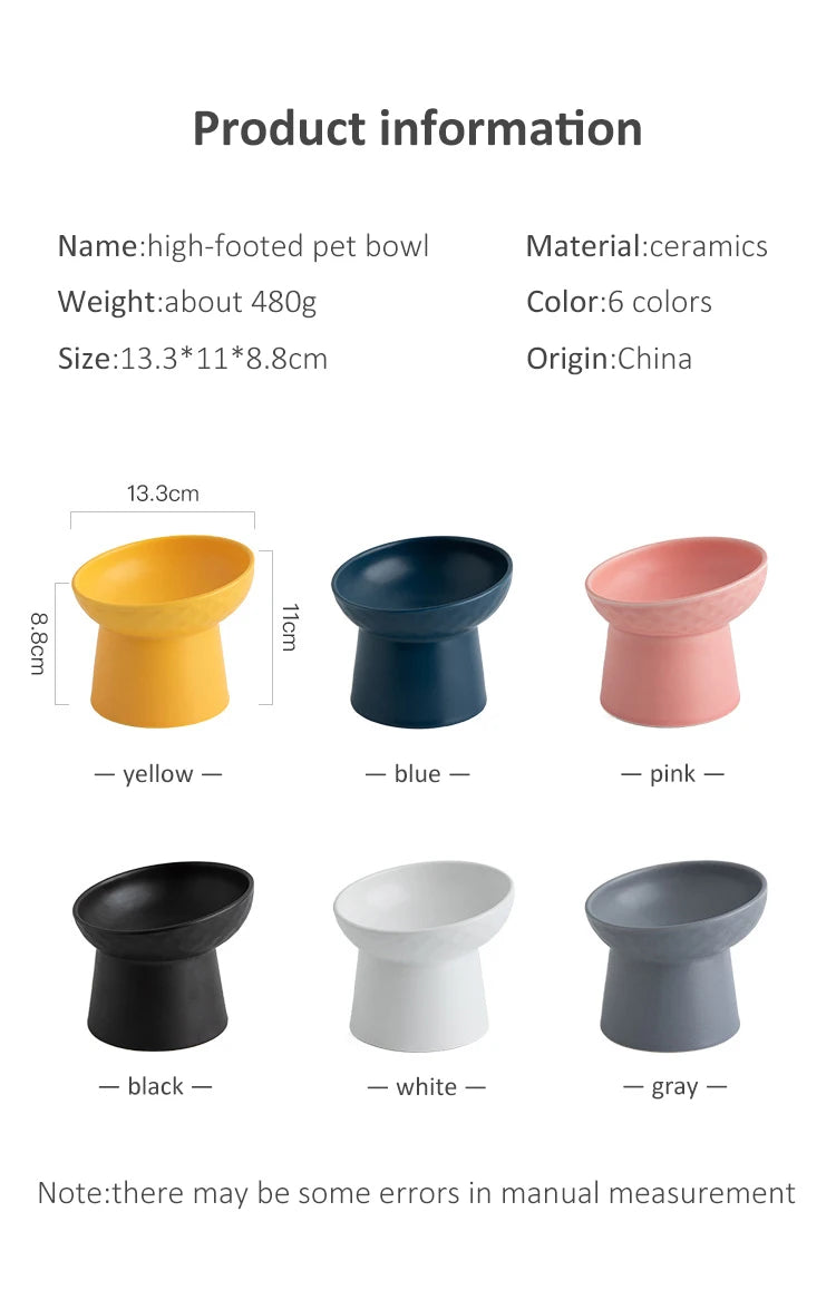 Nordic Ceramic Elevated Pet Bowl – Raised Food & Water Bowl for Cats & Dogs