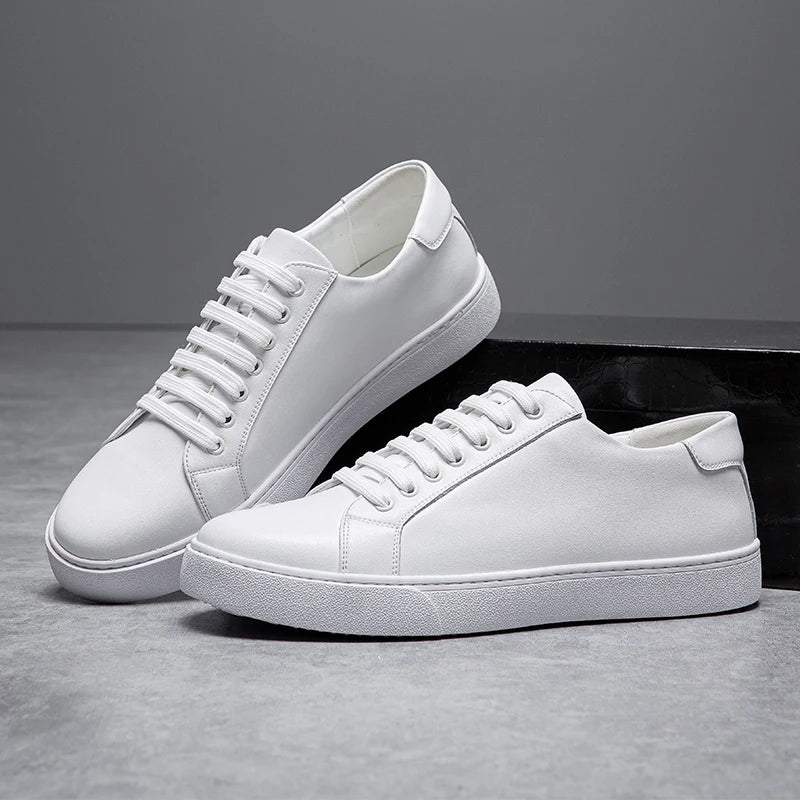 « Sneakers Homme Italie – Cuir Blanc, Casual & Luxe »