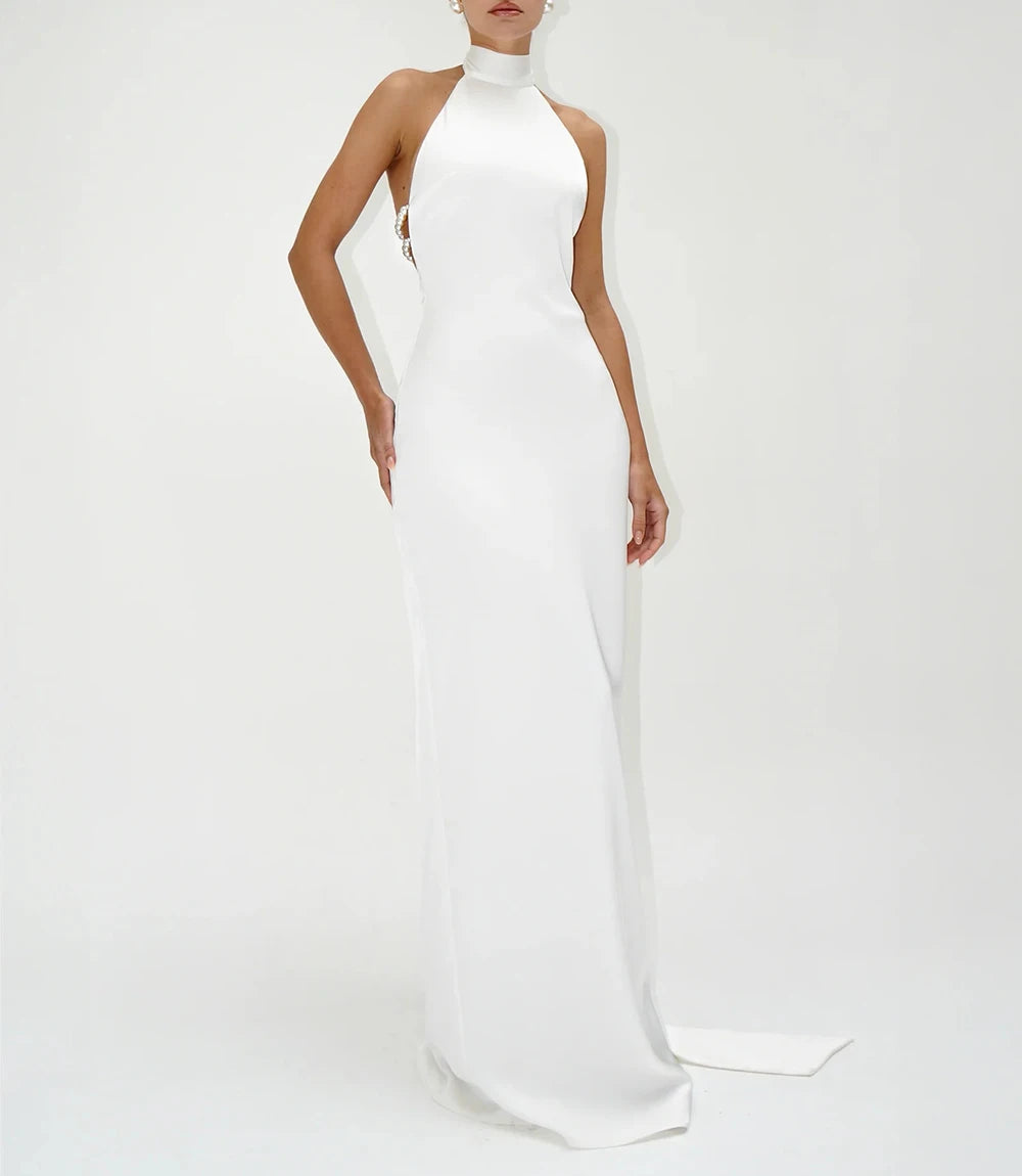 Robe de Soirée Femme Haut de Gamme – Dos Nu et Détails Perles