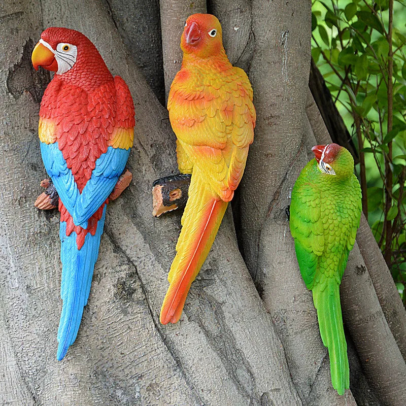 Resin Parrot Wall Sculpture – Decorative Garden & Home Ornament
