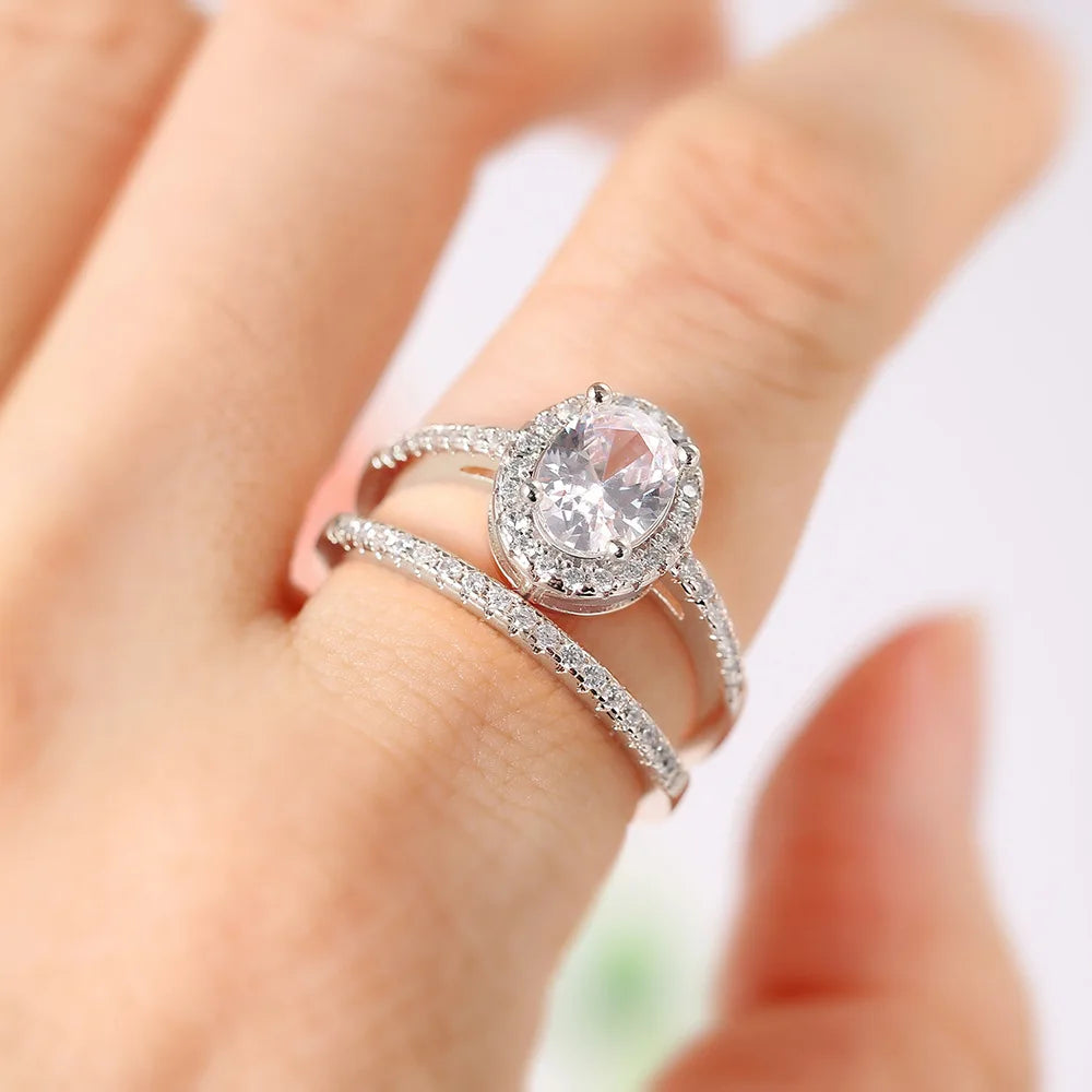 Wholesale Bulk Wedding Rings Couple Set Cubic Zircon Finger Ring Fine Fashion Jewelry